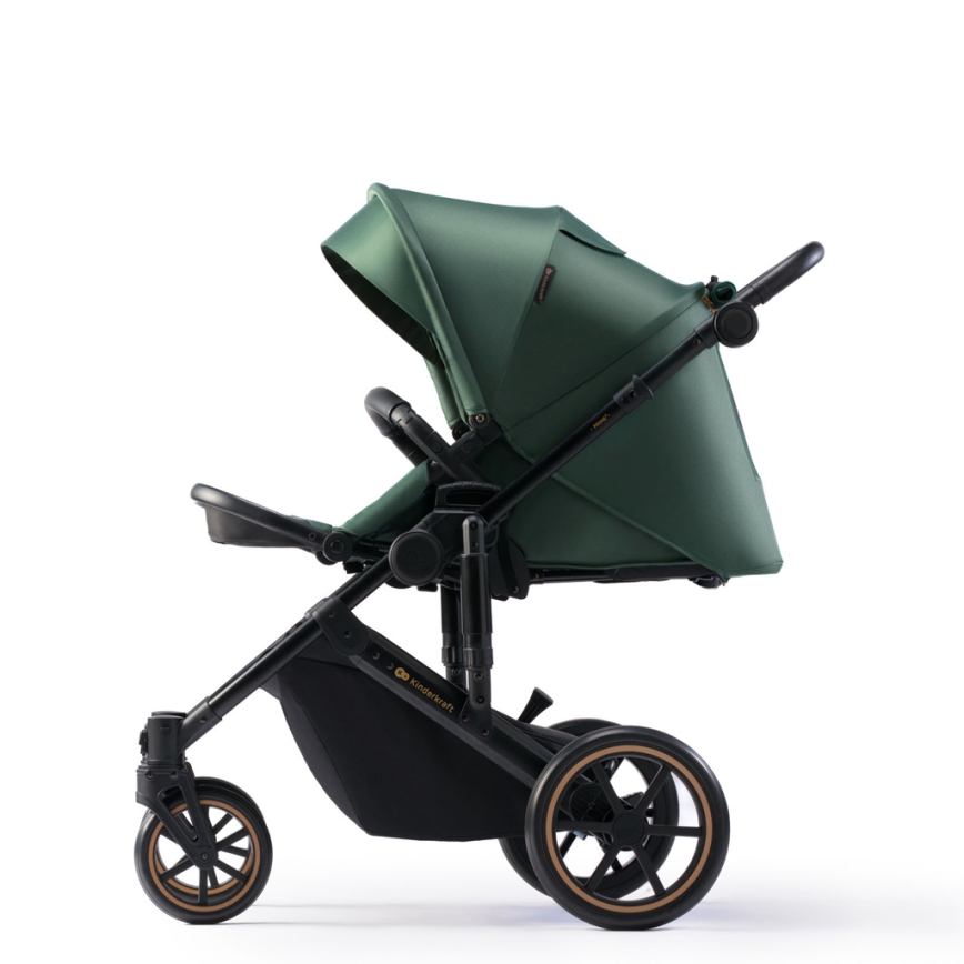 KINDERKRAFT SELECT - Combinatiekinderwagen 3in1 PRIME 2 Premium Dark groen + autostoel