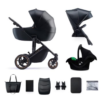 KINDERKRAFT SELECT - Combinatiekinderwagen 3in1 PRIME 2 Premium Venezian zwart + autostoel