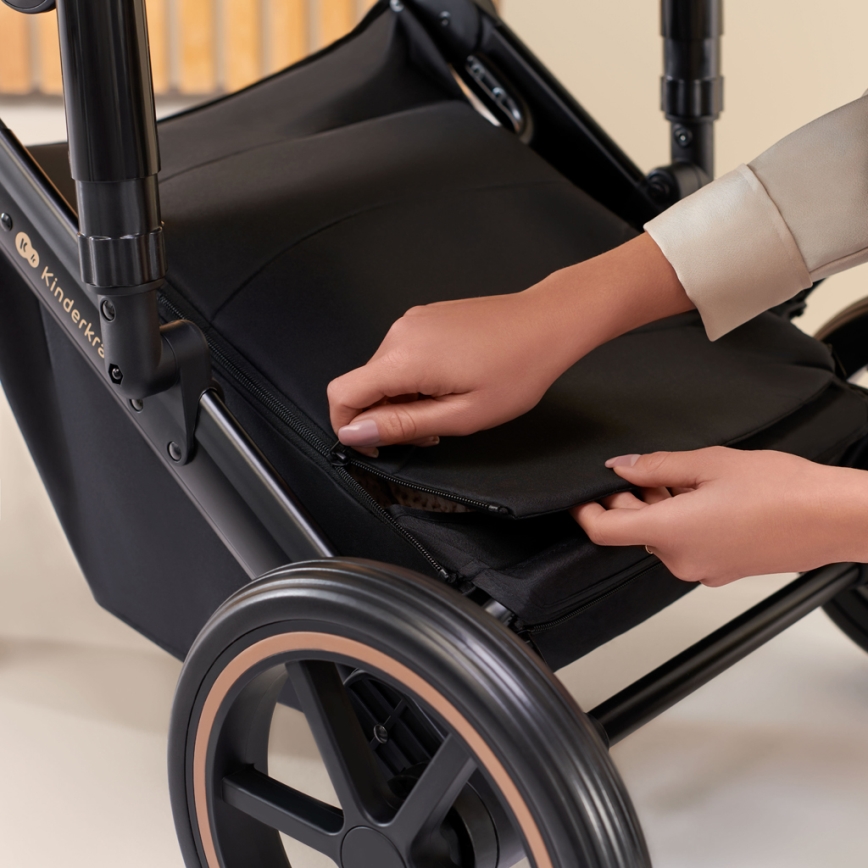KINDERKRAFT SELECT - Combinatiekinderwagen 3in1 PRIME 2 Premium Venezian zwart + autostoel