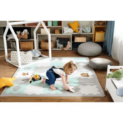 KINDERKRAFT - Foampuzzel LUNO 30st grijs/mint