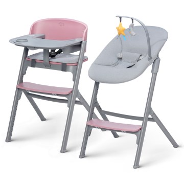 KINDERKRAFT SELECT - Kinder eetstoel 3in1 LIVY Premium Aster roze + ligstoel CALMEE