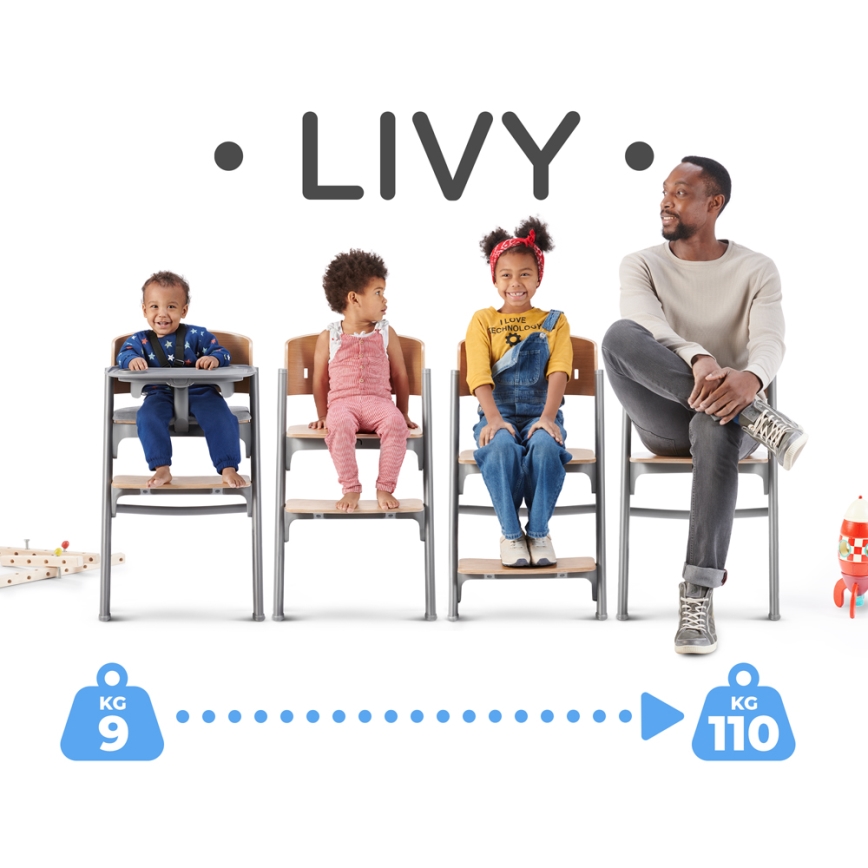KINDERKRAFT SELECT - Kinder eetstoel 3in1 LIVY Premium eiken