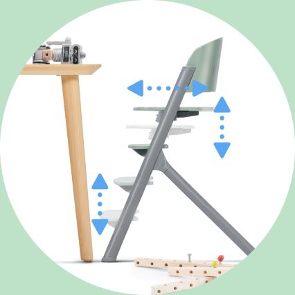 KINDERKRAFT SELECT - Kinder eetstoel 3in1 LIVY Premium Olive groen + ligstoel CALMEE