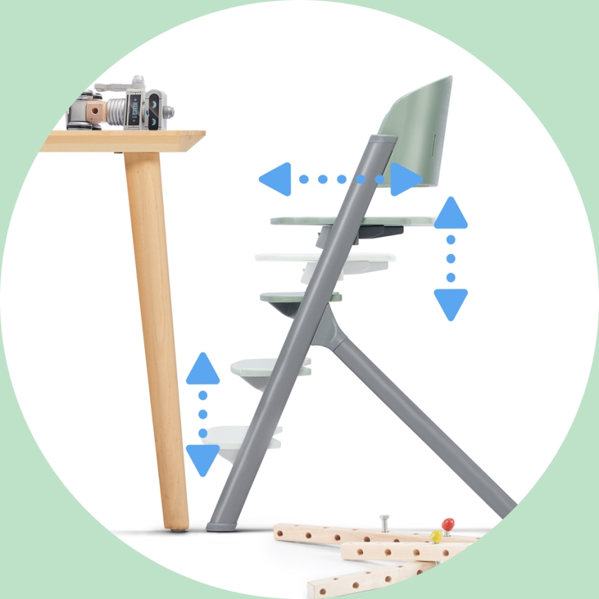 KINDERKRAFT SELECT - Kinder eetstoel 3in1 LIVY Premium Olive groen + ligstoel CALMEE