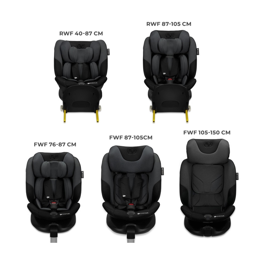 KINDERKRAFT SELECT - Kinderautostoel I-FIX (40-150 cm) Grafietzwart