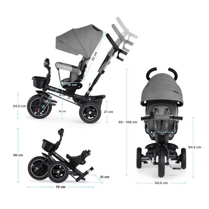 KINDERKRAFT - Kinderdriewieler 5in1 SPINSTEP grijs