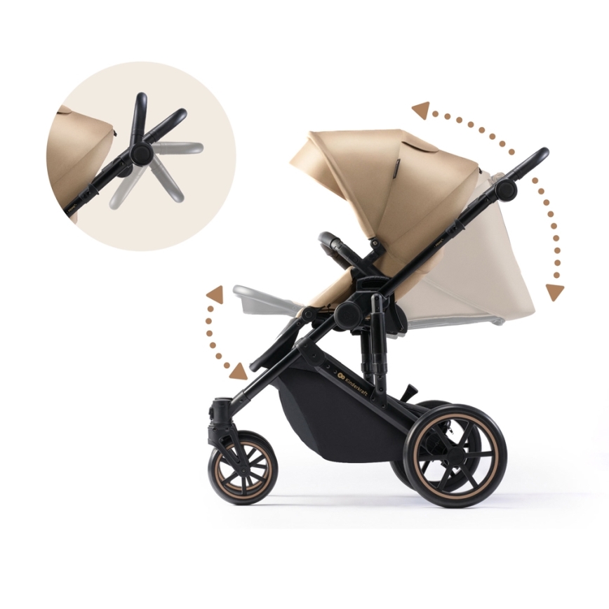 KINDERKRAFT SELECT - Poussette combinée 3en1 PRIME 2 Premium Sandrose beige + siège auto