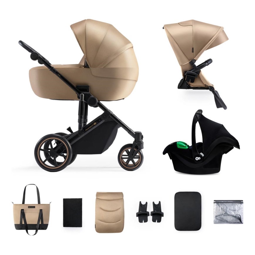 KINDERKRAFT SELECT - Poussette combinée 3en1 PRIME 2 Premium Sandrose beige + siège auto
