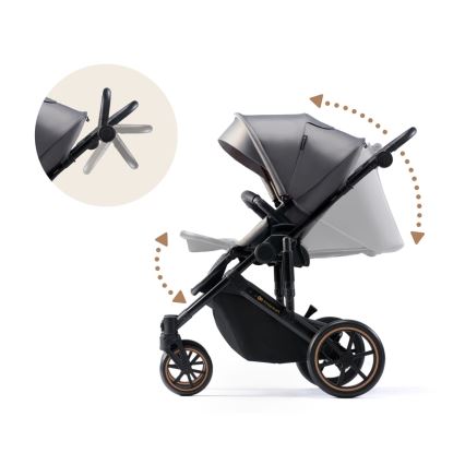 KINDERKRAFT SELECT - Poussette combinée 3en1 PRIME 2 Premium Shadow gris + siège auto