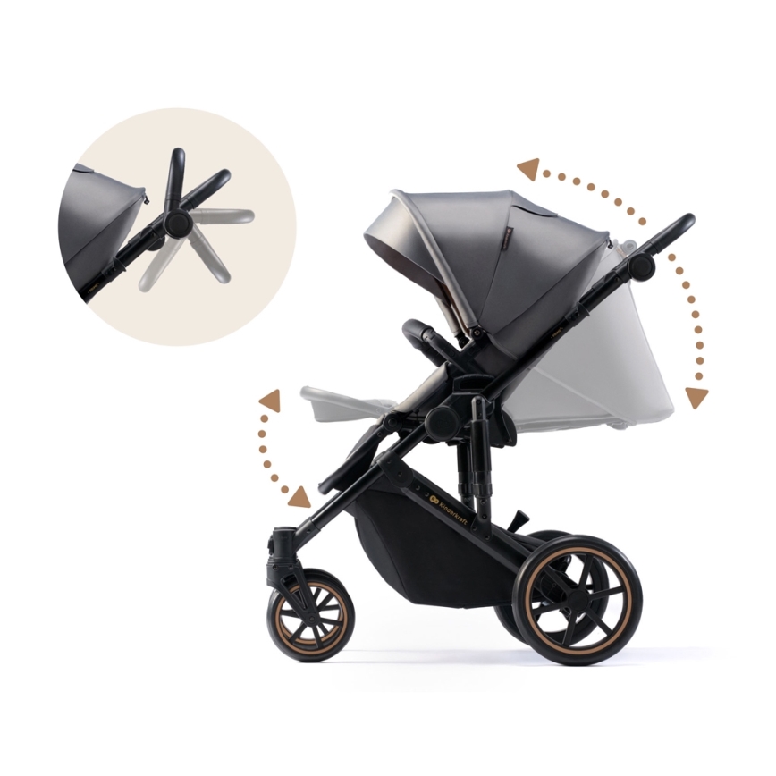 KINDERKRAFT SELECT - Poussette combinée 3en1 PRIME 2 Premium Shadow gris + siège auto