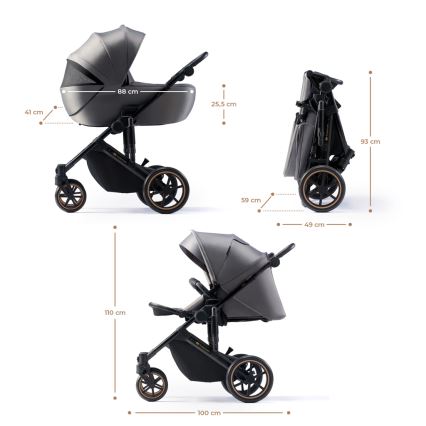 KINDERKRAFT SELECT - Poussette combinée 3en1 PRIME 2 Premium Shadow gris + siège auto