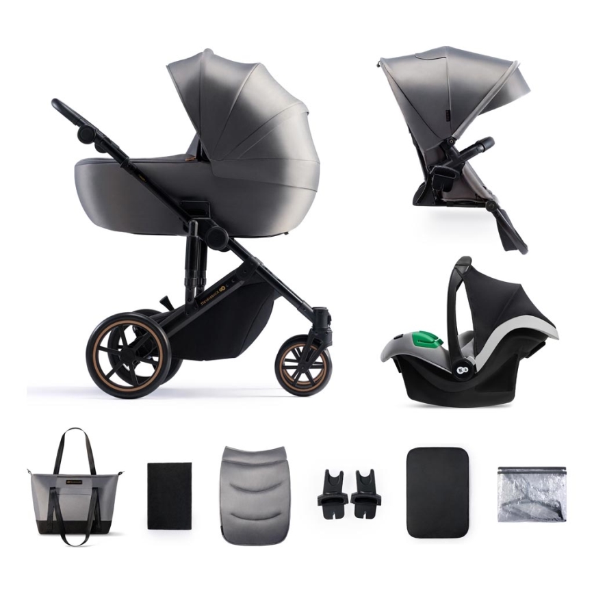 KINDERKRAFT SELECT - Poussette combinée 3en1 PRIME 2 Premium Shadow gris + siège auto