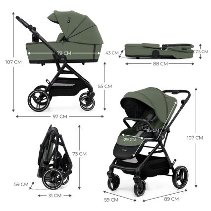 KINDERKRAFT SELECT - Poussette sportive 2 en 1 YOXI Vert mystique