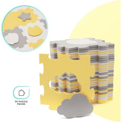 KINDERKRAFT - Puzzle en mousse LUNO 30 pièces gris/jaune