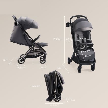 KINDERKRAFT SELECT - Wandelwagen NUBI 2 grijs