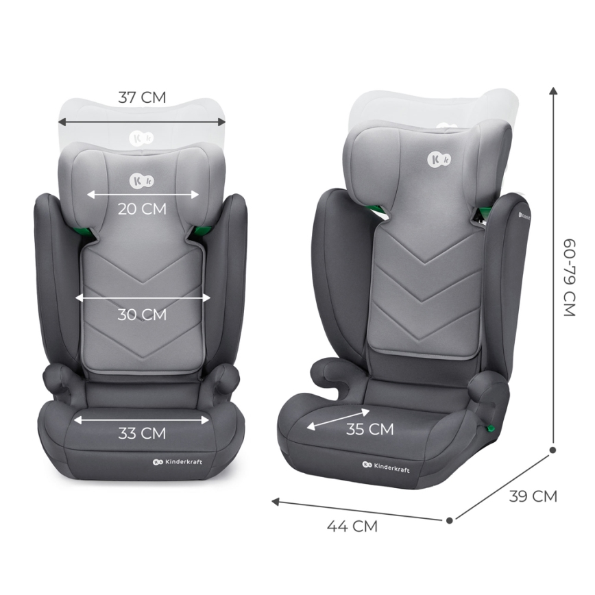 KINDERKRAFT - Siège auto I-SPARK i-Taille (100-150 cm) gris