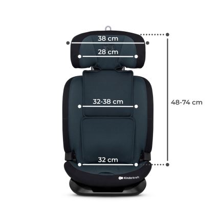 KINDERKRAFT - Siège auto ONETO 3 i-Taille (76-150 cm) + Isofix Graphite noir