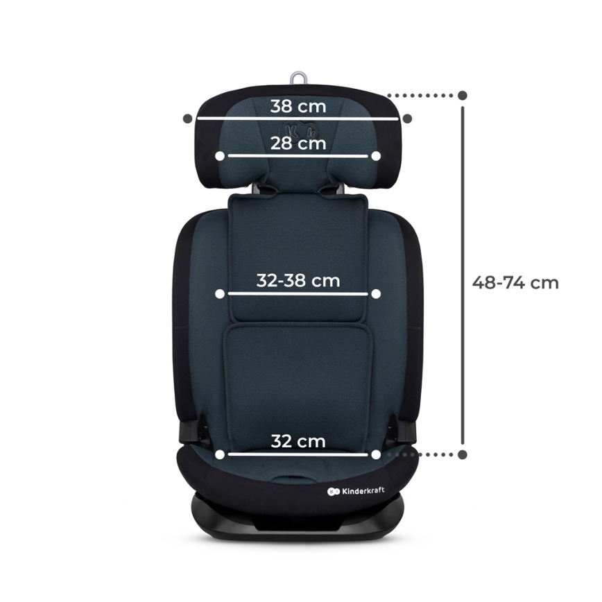 KINDERKRAFT - Siège auto ONETO 3 i-Taille (76-150 cm) + Isofix Graphite noir