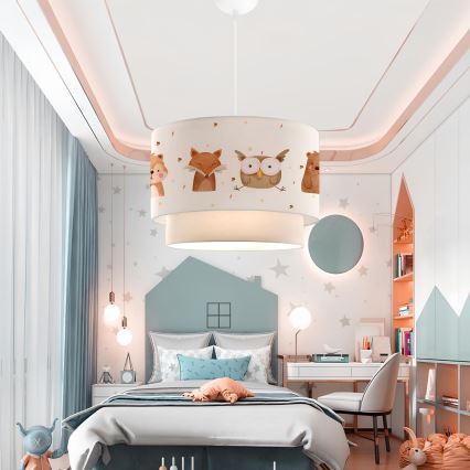 Kinderkroonluchter CANDY 1xE27/40W/230V wit/bruin