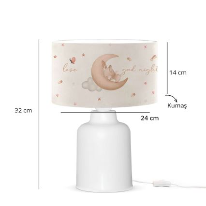 Kinderlamp CANDY 1xE27/40W/230V wit/beige
