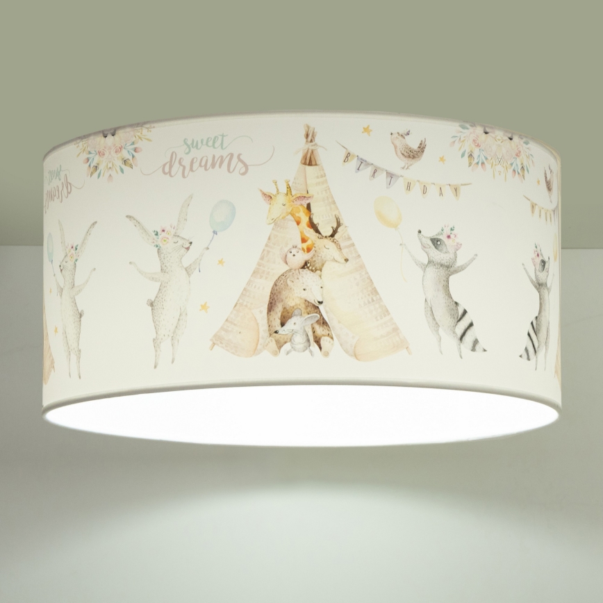 Kinderplafondlamp KIDS ROOM 1xE27/60W/230V Ø 40 cm met dierenmotief