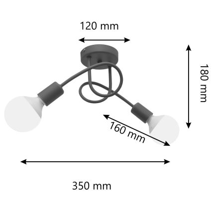 Kinderplafondlamp OXFORD 2xE27/15W/230V grijs