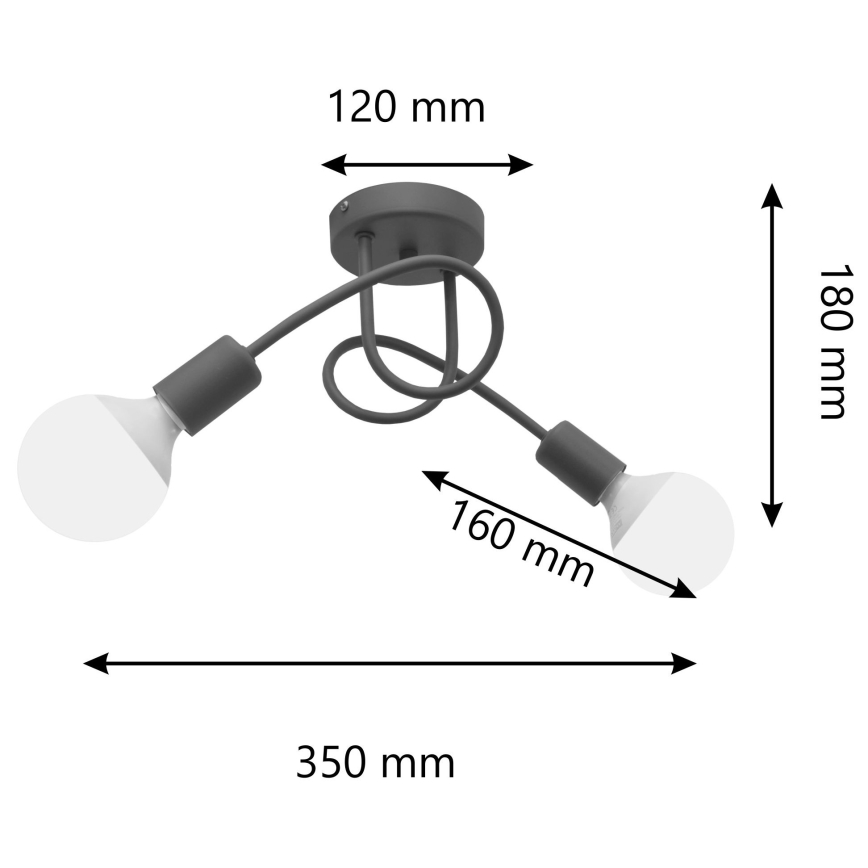 Kinderplafondlamp OXFORD 2xE27/15W/230V grijs