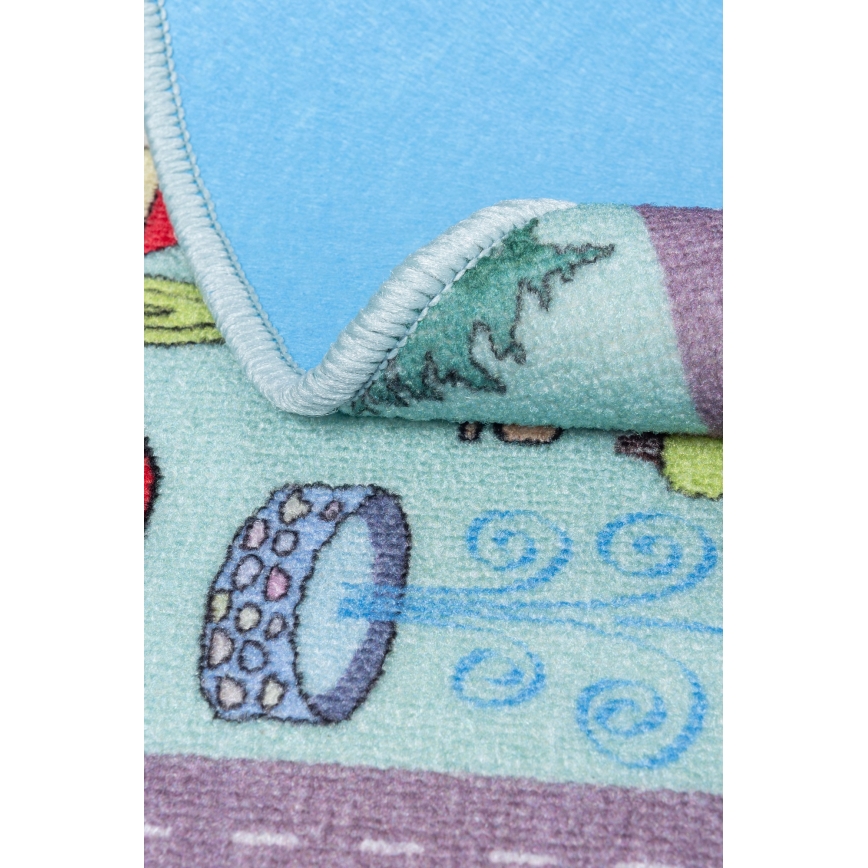 Kindervloerkleed STELLA STREETS 120 cm turkoois/stad