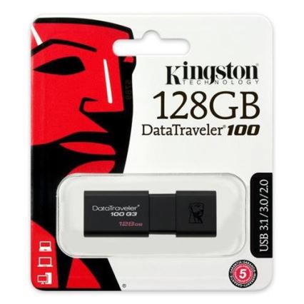 Kingston - Clef USB DATATRAVELER 100 G3 USB 3.0 128GB noire