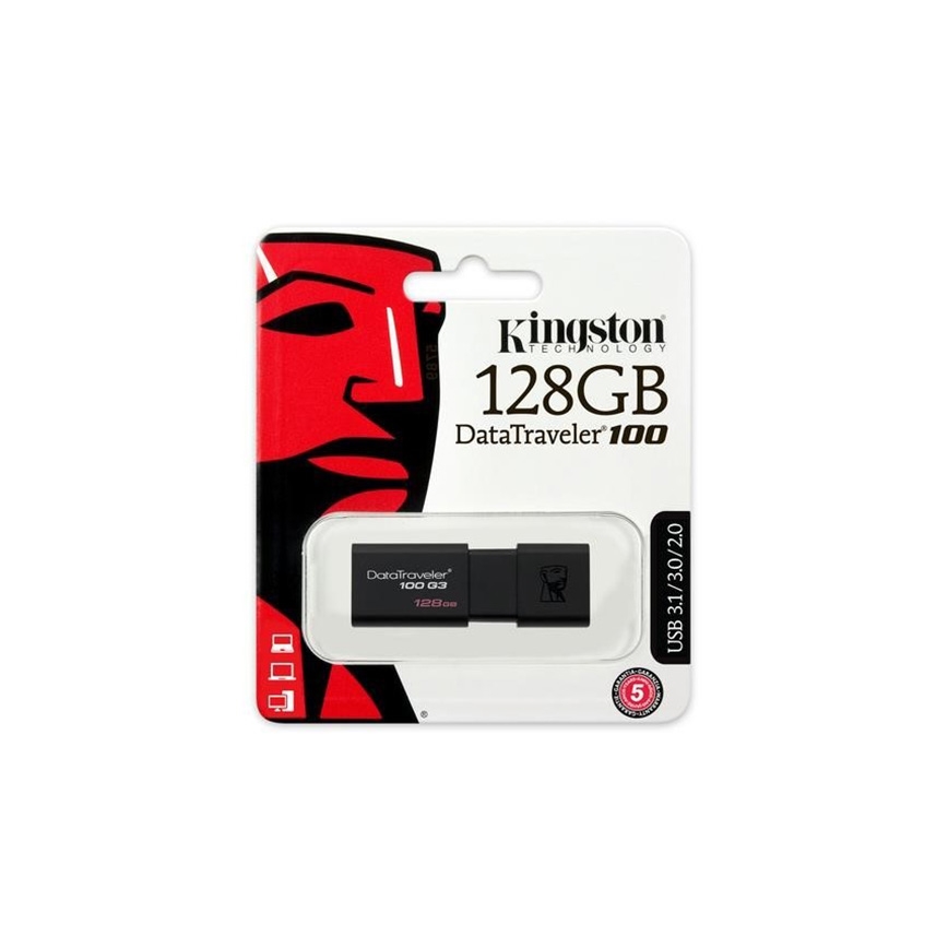Kingston - USB Stick DATATRAVELER 100 G3 USB 3.0 128GB zwart