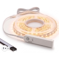 KIT 1x ruban LED avec capteur de mouvement FLEX LED/3,6W/4xAA 2 m + 2x profil encastrable 1 m noir/blanc