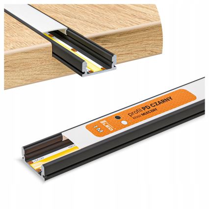 KIT 1x ruban LED avec capteur de mouvement FLEX LED/3,6W/4xAA 2 m + 2x profil encastrable 1 m noir/blanc