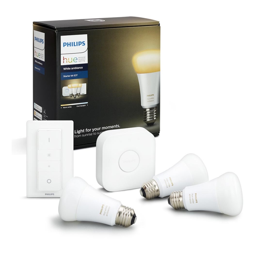 Ampoule LED Philips Hue E27 9,5W blanc chaud à froid