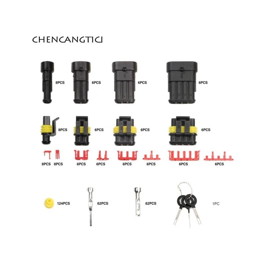 Kit de connecteurs automobiles étanches AMP Tyco 353 pcs