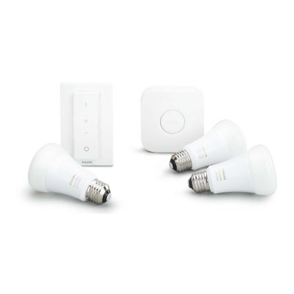 Kit de démarrage Philips Hue White 3xE27/9W 2700K + pont Hue et télécommande variateur