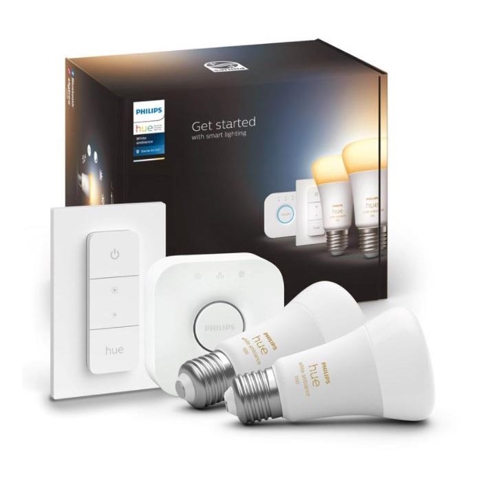 Kit de démarrage Philips Hue WHITE AMBIANCE 2xE27/8W/230V + appareil  d'interconnexion