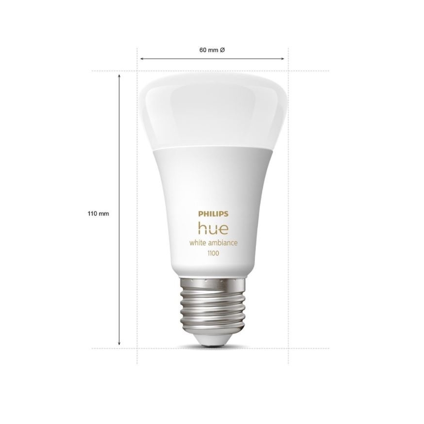 Kit de démarrage Philips Hue WHITE AMBIANCE 2xE27/8W/230V + appareil d'interconnexion