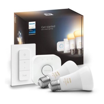 Kit de démarrage Philips Hue WHITE AMBIANCE 2xE27/8W/230V + pont Hue et télécommande variateur