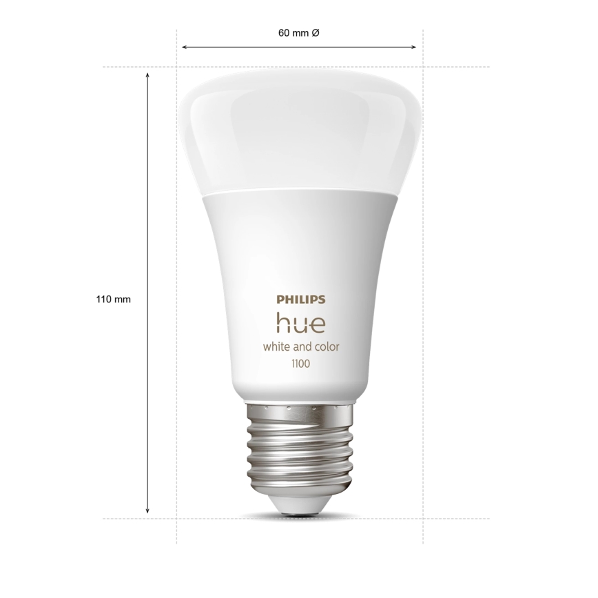 Kit de démarrage Philips Hue WHITE AND COLOR AMBIANCE 2xE27/9W/230V 2200-6500K + prise connectée, Hue Bridge et interrupteur variateur