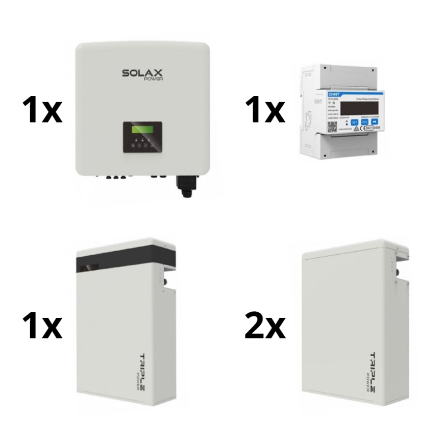 Kit solaire : 10kW SOLAX convertisseur 3p + 17,4 kWh TRIPLE Power pile V2 + compteur électrique 3p