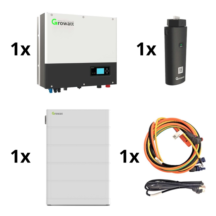 Kit solaire : Convertisseur hybride GROWATT 3p 10 kW + batterie 10,24 kWh