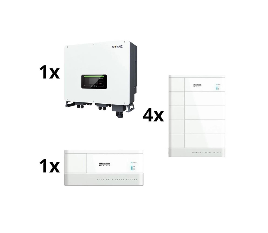 Kit solaire : SOFAR Convertisseur solaire hybride 6kW + module batterie AMASSTORE 10,24kWh avec socle avec unité de contrôle de la batterie