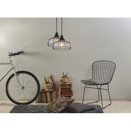 Hanglamp aan een koord FACTORY 1xE27/11W/230V beige/zwart