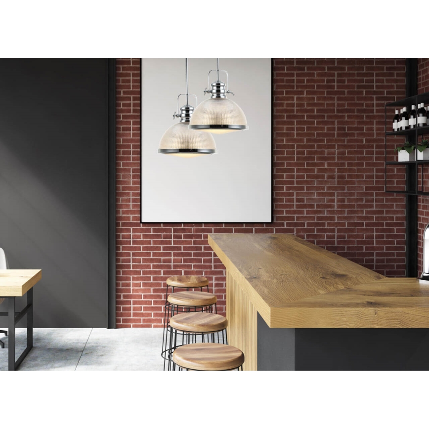 Hanglamp aan een paal THOR 1xE27/11W/230V glanzend chroom