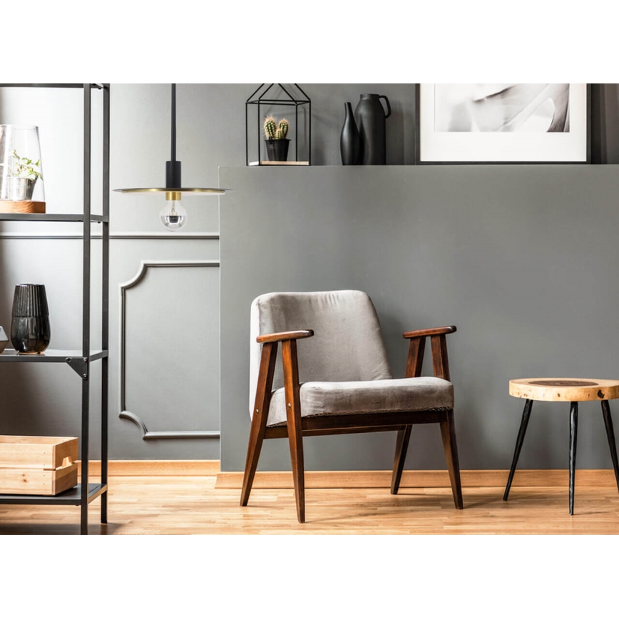 Hanglamp aan een koord PENY 1xE27/11W/230V zwart/gouden