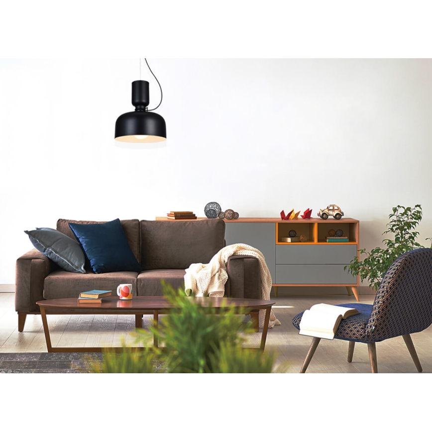 Hanglamp aan een koord ABEL 2xE27/11W/230V diameter 28 cm zwart