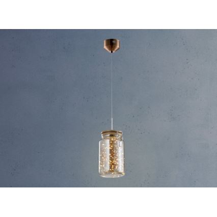 LED aan een koord JAR LED/5W/230V koper/hout