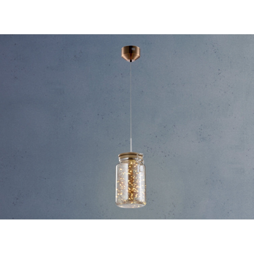Suspension filaire JAR LED/5W/230V cuivre/bois