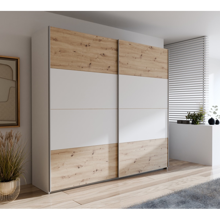 Kledingkast KARO 220x210 cm wit/artisan eik