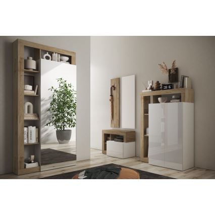 Kledingkast LENOR 91x209 cm wit/bruin